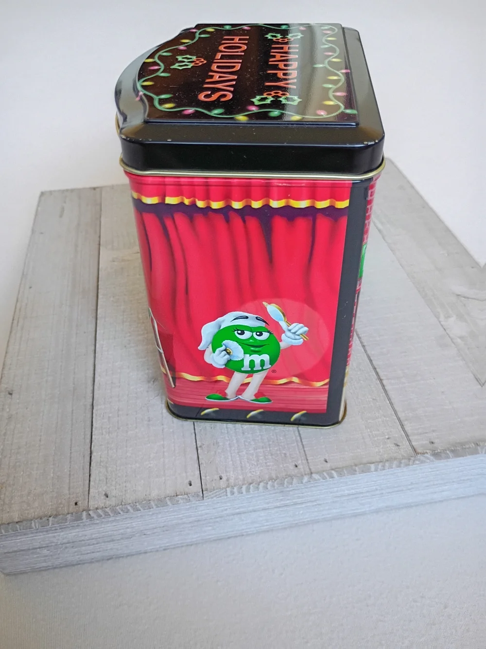 Vintage 1998 M&M's Christmas Tin Limited Edition Village Series Theater No 07